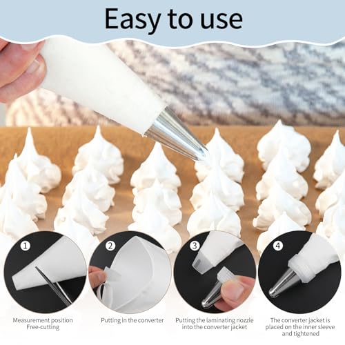4 Pack 14 Inch Reusable Piping Bags, Cotton Cloth Pastry Bags with Plastic Coating, Professional Tipless Icing Bags for Cake Decorating Cupcakes Cookies Desserts and Baking Supplies - size: 14inch