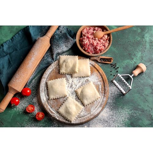 Fante’s Ravioli Maker Stamps With Wooden Handles, Fluted Square Shape, For Homemade Pasta, Cookies, Everyday Meals, And Holidays, Set Of 2, 2-Inch - size: Set of 2, 2-Inch Square