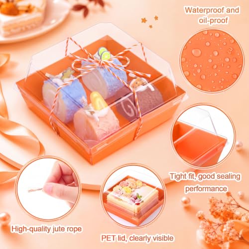 Jetec 150 Charcuterie Boxes with Clear Lids 4" Bakery, Orange White - color: Orange White