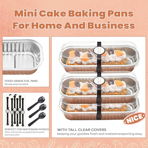 NPLUX Mini Halloween Baking Pans with Lids, 6.8oz 50 Pack for Parties - color: Champagne