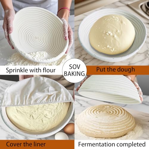 SOV Bread Basket Liner Cloth, Natural Rattan Dough Banneton Proofing Cloth, round bread proofing liner, Baking Sourdough Basket Cover, 6 Pieces 10 inch (round basket cloth)