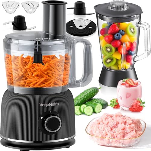 Food Processor and Blender Combo, 88 oz Food Chopper - color: Black