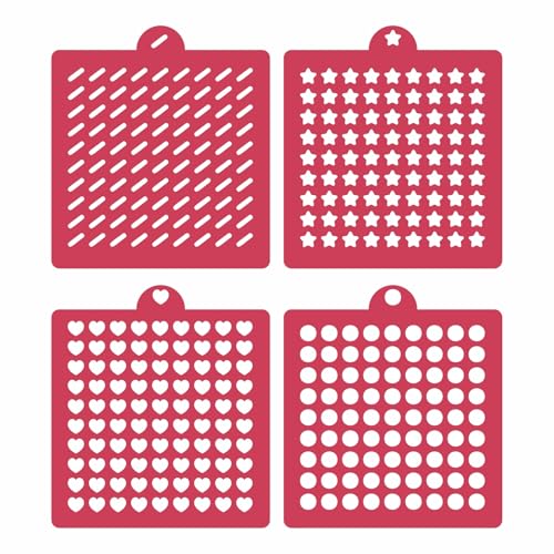 4 Pack Reusable Royal Icing Sprinkle Stencils Gem Glitter Stencils Bakery Stencil Template Set for Cookie Cake and Cupcake,Crafts DIY Tumblers Reusable Glitter & Gem Template Set (Classic) - style: Classic