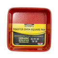casaWare 7-Inch Toaster Oven Ultimate Series Commercial Weight Ceramic Non-Stick Coating Square Pan (Red Granite) - color: Red Granite