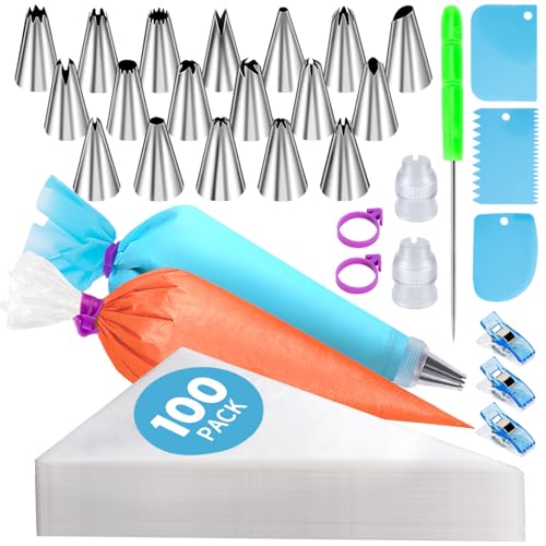 Piping Bags and Tips Set, Cakes Decorating Kit Supplies