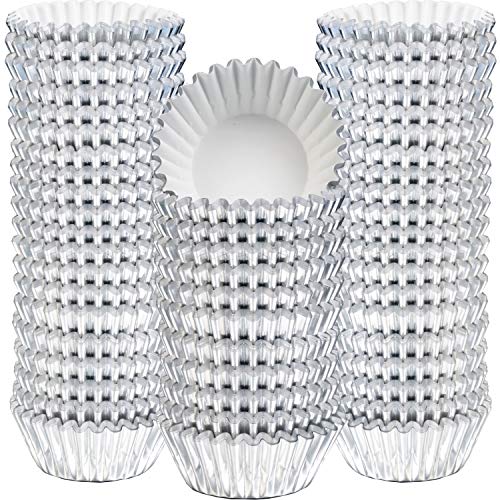 Sumind 400 Pcs Mini Foil Cupcake Liners Holiday Baking Cups,Silver - color: Silver