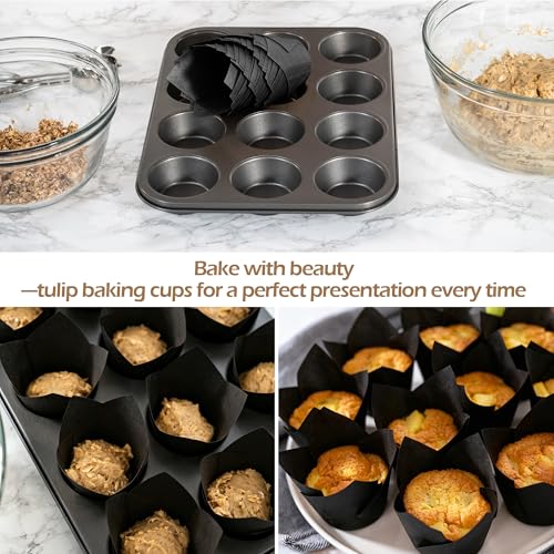 Ruisita 150 Pcs Black Mini Cupcake Liners Muffin Liners Baking Cups - color: Black