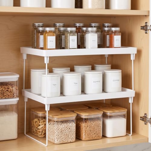 NiHome 2-Pack Stackable Plastic Kitchen Storage Shelf Foldable Rack, White - size: 2-Pack