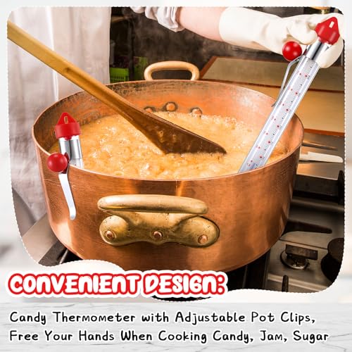 Photect 2 Pcs Candy Thermometer with Pot Clip 8", Red - color: Red