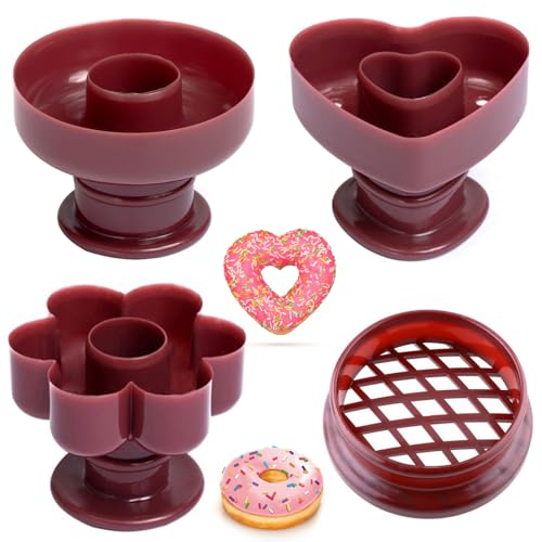 4 Pack Donut Maker Cutter, Creative Doughnut Molds, DIY Doughnut Cutter,Fondant Cake Bread Dessert Bakery Mould, Biscuit Stamp Mould, Kitchen Baking Tool