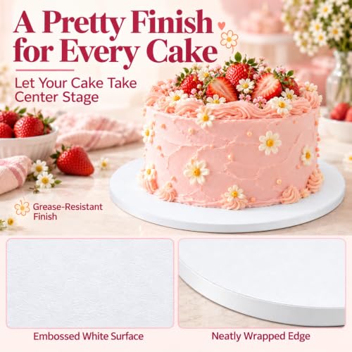 10 Inch Cakeboard 12 Pack, 1/2 Inch Thick Round Cake Boards, Bend Resistant & Sturdy White Cake Cardboard for Presenting Heavy/Tall Tiered Cakes, Base Para Pastel - size: 10 inch