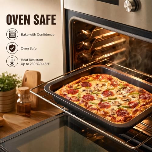 Qinyoung 1 Pcs Black Cake Pan with Lid and Handle, 9 X 13 Inch - color: Black