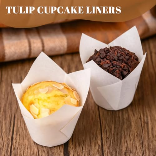 120PCS White Tulip Cupcake Liners for Baking Cups, Muffin Liners Holders - color: White