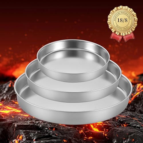 Inqibee 8-9.5-11 Inch Round Cake Pan Set, Stainless Steel Textured Bottom - size: 8-9.5-11 Inch