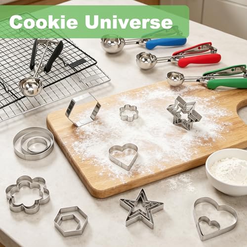 Cookie Cutters Set with Storage Box-3 Sizes 6 Shapes-Large Small Mini