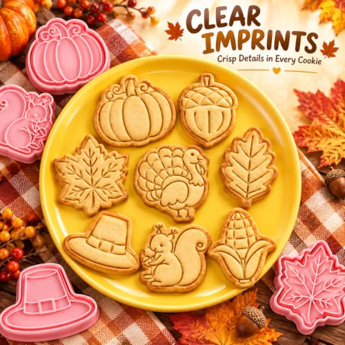 8-Piece Thanksgiving Cookie Cutter and Stamp Set, Plastic