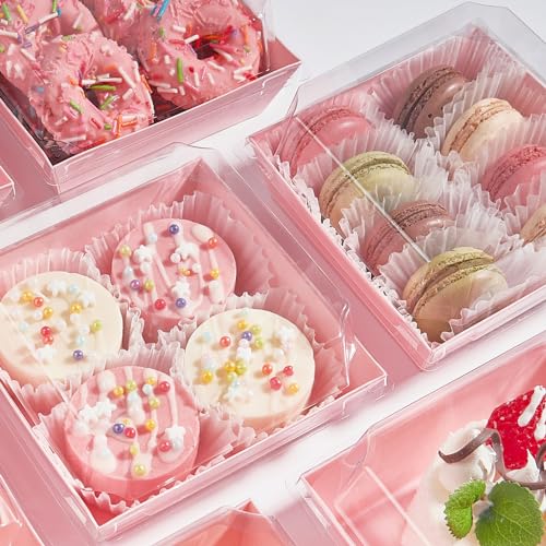 Ocmoiy Small Charcuterie Boxes with Clear Lids, 4 Inches, 50 Pack, Pink - color: Pink