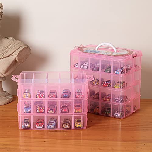 Sooyee 7 Layers Stackable Storage Container, 70 Adjustable Compartments Stackable Storage Container for Kids Toys, Art Crafts, Jewelry, Supplies, Mini Case & Letter Sticker Included,Pink - color: Pink, size: 7 Tier