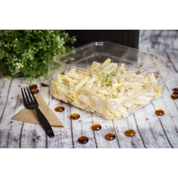 Karat Clamshell Take Out Food Containers [8"x8" - 250 ct] Durable, Stackable, Crack-Resistant To Go Boxes | Clear