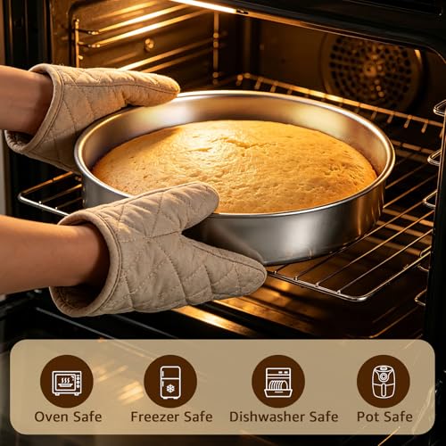Inqibee 8 Inch Round Cake Pan Set of 2, Stainless Steel Textured Bottom - size: 8 Inch × 2