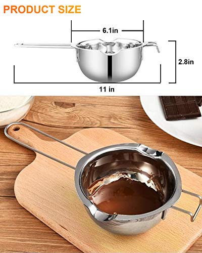 Stainless Steel Double Boiler Pot 600ml for Melting Chocolate,Candle Making - color: Silver Handle, size: 600ML