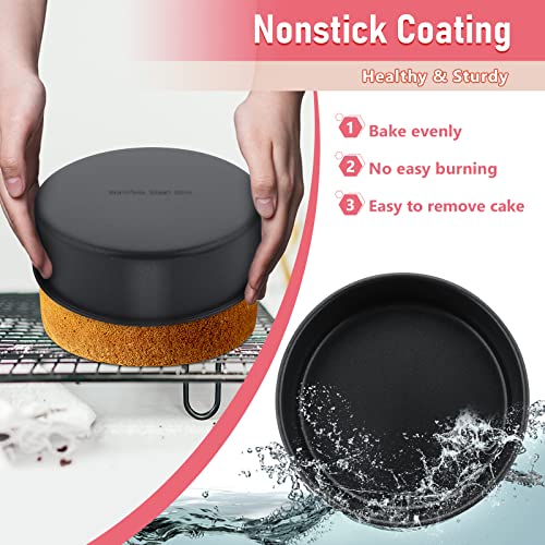 E-far 6 Inch Cake Pans, 3PCS Nonstick Stainless Steel Round Cake Pans - size: 6 Inches