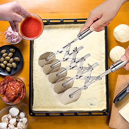 Juome 5 Wheel Pastry Cutter Stainless Pizza Slicer Multi-Round Dough Cutter - color: 5 wheel Pastry Cutter