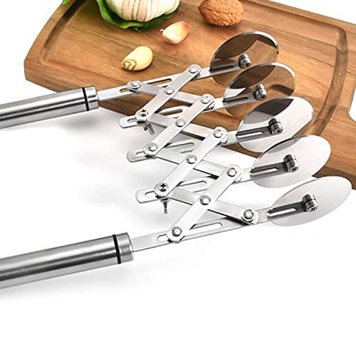 Star Brand Pastry Cutter with Grinder Spaghetti Dough Roller Knife Stainless Steel Pizza Slicer Pasta Wheeling Attice Roller Adjustable Dough Divider with Handle - size: 1 Count (Pack of 1)