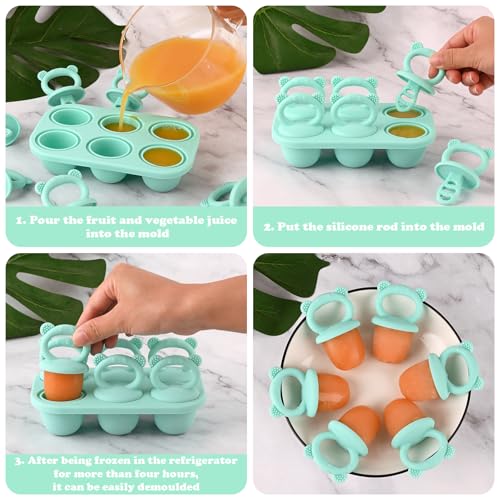 HUAKENER Mini Popsicle Molds, Silicone Popsicle Mold for Toddlers - color: Green