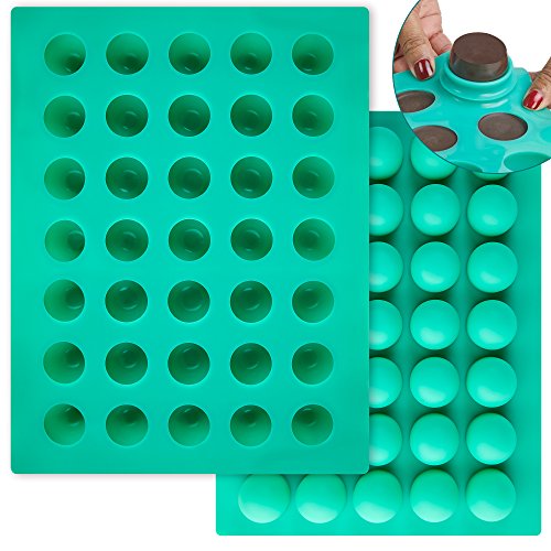 O'crème Round Silicone Truffle Mold for Chocolate Candy Ganache - size: 40mm Diameter x 35mm High