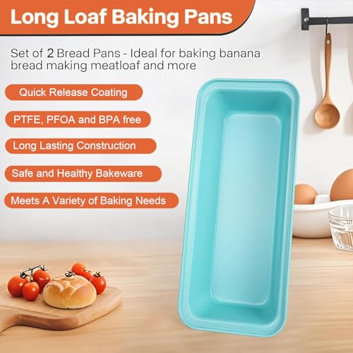 2 Pack 12x 4 Loaf Pan, Large Bread Pans for Baking Homemade Bread