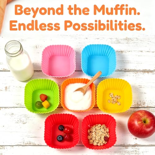 12 Pack Silicone Baking Cups Reusable Muffin Liners Non-Stick Cup Cake Molds Set Cupcake Liner Standard Size Silicone Cupcake Holder Silicon Cups for Baking
