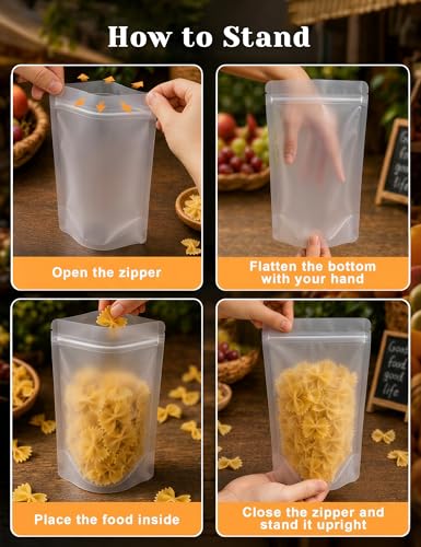 FireKylin 100Pcs Resealable Stand Up Bags, Matte 3.9"x5.9" Food Pouches - color: Matte, size: 3.9" X 5.9"