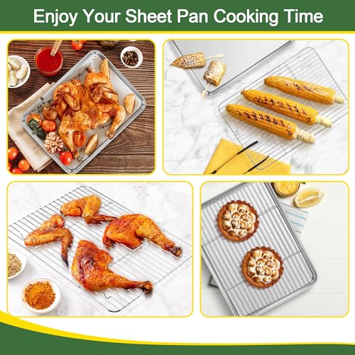E-far Baking Sheet with Cooling Rack Set (3 Pan + 3 Rack), 16/12.5/9.3 Inch