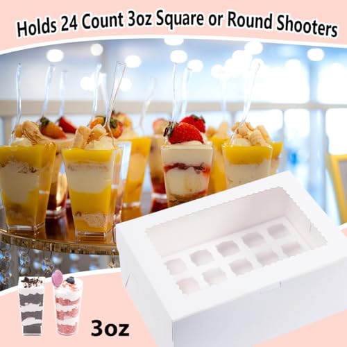 6 Pack Dessert Shooter Box,Holds 24 Count 3 oz Dessert Shooters