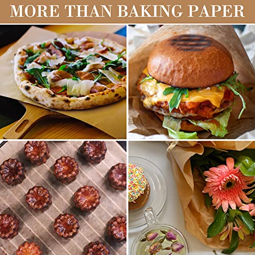 Harloon 200 Pcs Parchment Paper Baking Sheets Precut, Brown, 13 x 18 Inch - color: Brown