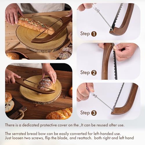 RAPSAKEMOH Bread Knife for Homemade Bread,Bread slicer for Homemade Bread - color: Brown