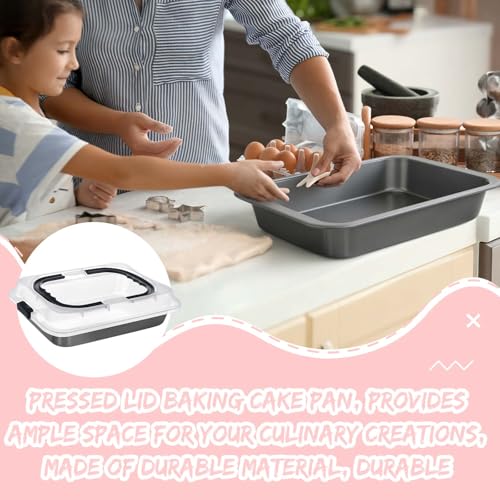 Qinyoung 2 Pcs Black Gray Cake Pan with Lid and Handle, 9 X 13 Inch - color: Black Gray