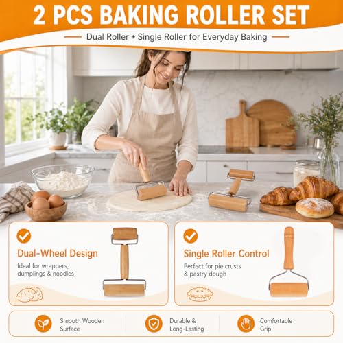Small Wooden Rolling Pin for Baking, 7 Inch Mini Dough Roller, Non Stick Pizza Roller for Pastry Cookie Tortilla Dumpling Fondant Pie Crust Pasta (GMZ-TH) - size: GMZ-TH