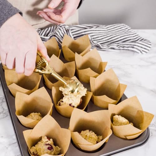 uxcell 150 Pcs Tulip Baking Cups Cupcake Muffins Liners Paper Greaseproof Wrappers for Wedding Birthday Party Festivals Christmas, (Gold Clouds, White) - color: White