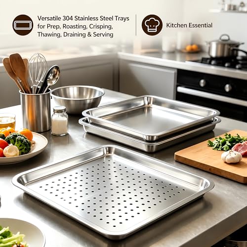 19.5"x13.5" Extra Large Commercial Baking Pan & Crisping Tray Set
