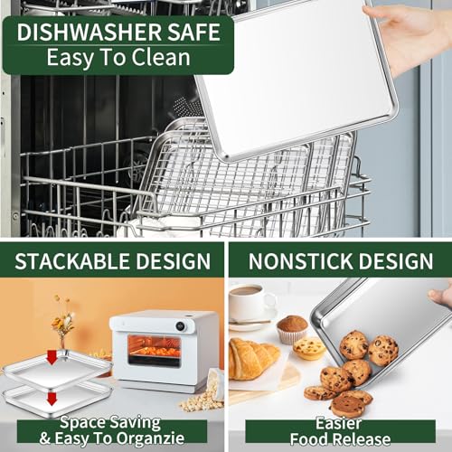 Baking Sheet with Cooling Wire Rack Set, Stainless Steel 2 Pans + 2 Racks - size: 12 inch