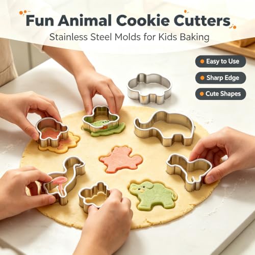 Animal Cookie Cutter Set for Kids, Cookie Cutter Set of 12 Piece - color: Animal