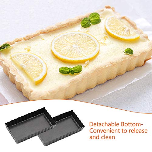 Gutsdoor Mini Tart Pan Square 4 Inch with Removable Bottom Quiche Pan Nonstick Round Quiche Pie Pan Set of 6 - style: Square