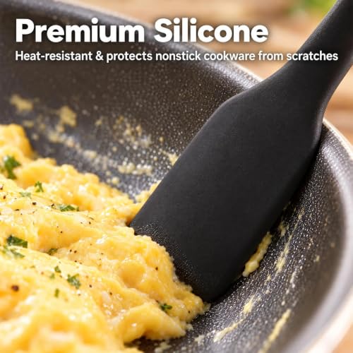 4Pcs Silicone Jar Spatula Set Long Handle Heat Resistant Kitchen Spatulas - color: 4 Color - Black Pink Yellow Green