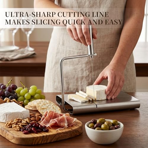 Wire Cheese Slicer for Block Cheese, 3 Extra Replacement Wires