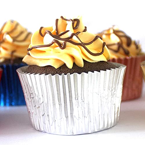 Foil Cupcake Liners Standard Paper Baking Cups 100 Pcs (Silver) - color: Silver