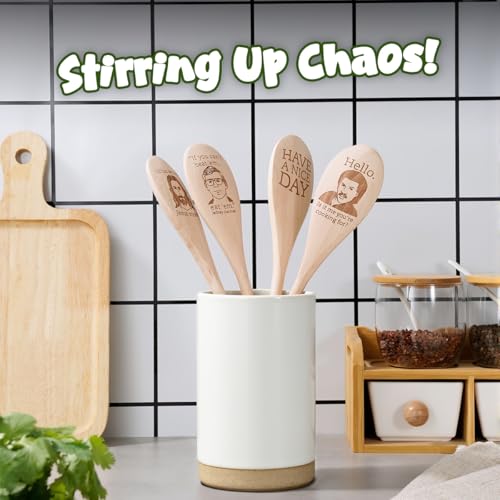 Wooden Spoon with Engraved Design, Novelty Cooking Utensil Gift for Home Chefs, Bakers & Food Lovers, Wooden Kitchen Spoon Gift for Mom, Dad, Friends, White Elephant & Housewarming - Jesus - color: Jesus