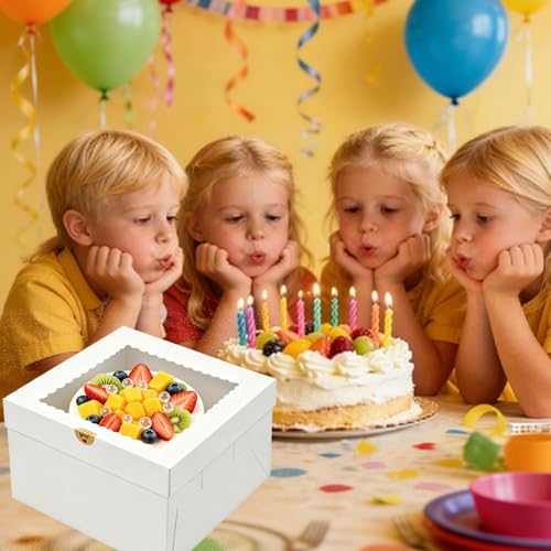 2 Pack Cake Boxes with Window, 12x12x8 Inch, Cake Carrier with Lids