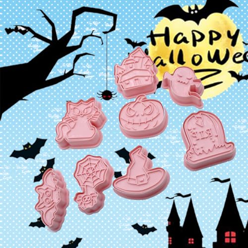 24pcs Halloween Cookie Cutters Stamps Biscuit Baking Tools Embossing Cookie Molds - style: Halloween